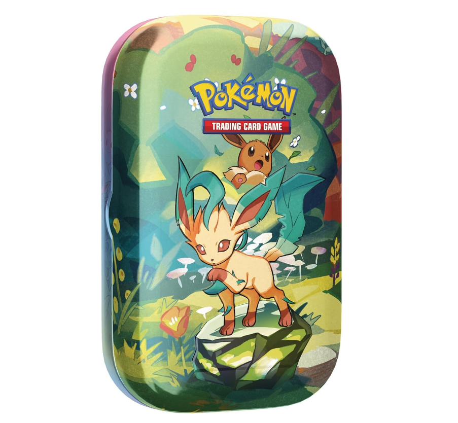 Pokémon-Sammelkartenspiel: Mini-Tin-Box Karmesin & Purpur – Prismatische Entwicklungen: Folipurba 2 Boosterpacks & 1 Münze